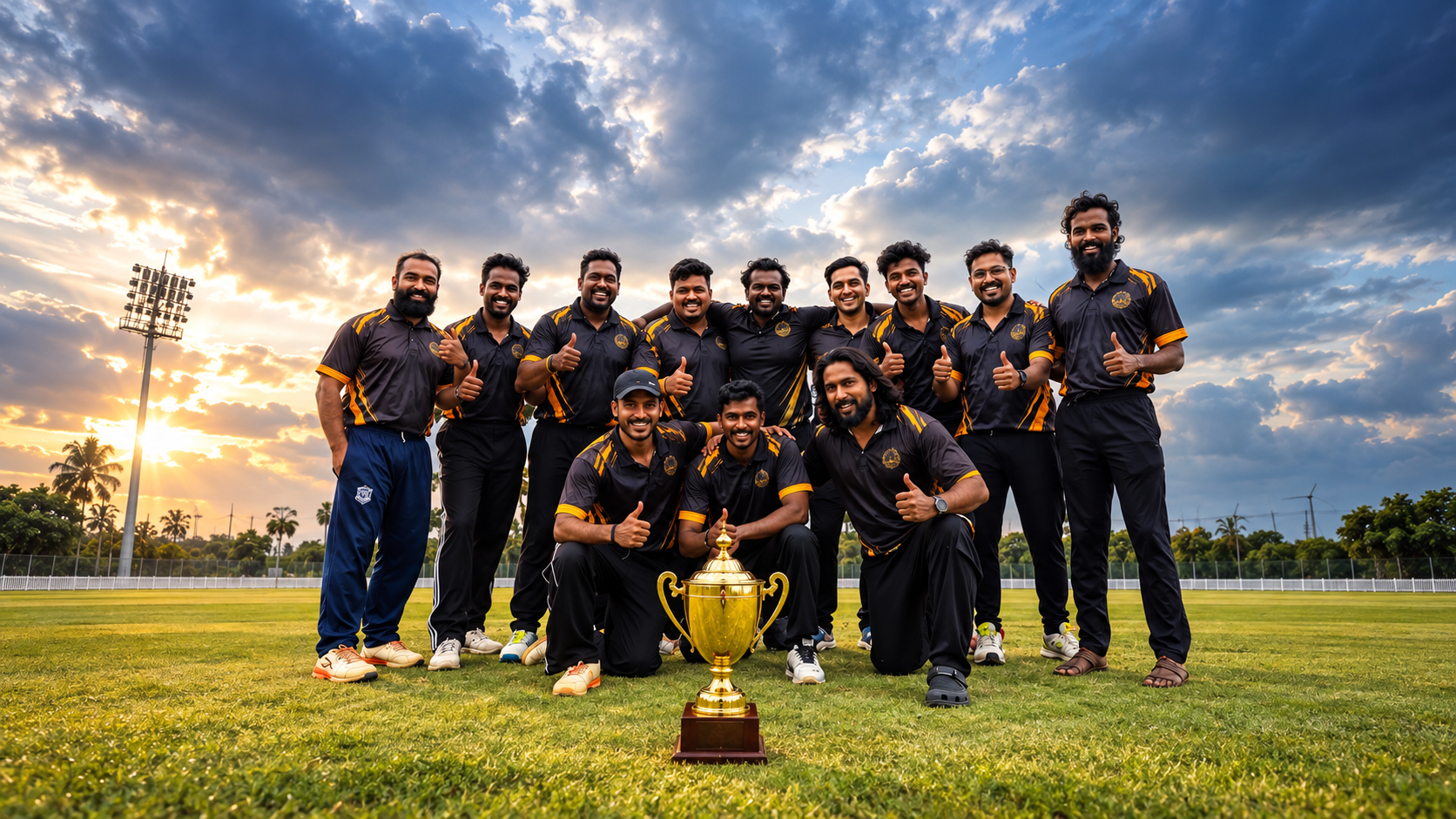 Cric Craft cricket team with trophy