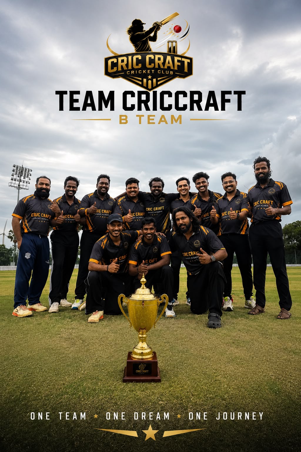 Cric Craft cricket team with trophy